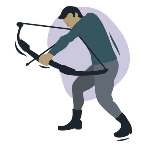 Man Archer Aiming Semi Flat Png And Svg Design For T Shirts