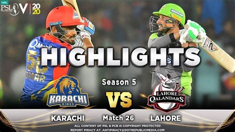 Lahore Qalandars Vs Karachi Kings Full Match Highlights Match