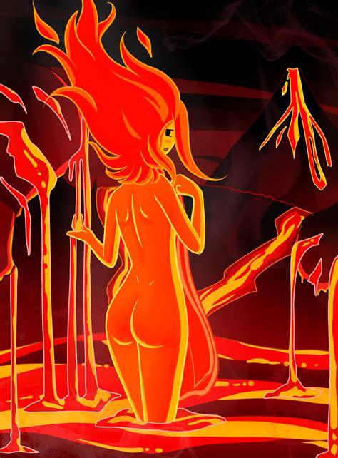 Rule 34 Adventure Time Ass Back Black Eyes Blush Female Fiery Hair Flame Princess Lava Looking