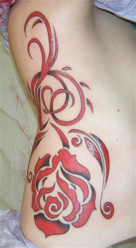 Side Tattoo Big Red Beautiful Styled Rose Tattooimages Biz