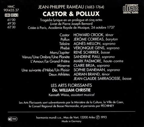 Rameaux Castor Pollux WILLIAM CHRISTIE Original Harmonia Mundi 3CD