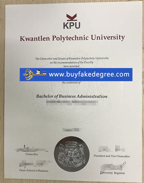 Replacement Kwantlen Polytechnic Universitykpu Diploma For Sale Buy