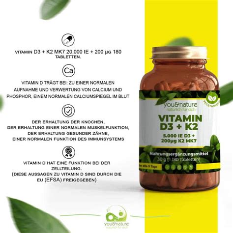 Vitamin D3 5 000 I E Vitamin K2 200 Mcg 180 Tabletten You