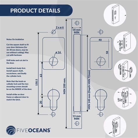 Buy Five Oceans Sliding Door Mortise Latch Surface Mount Smartkey