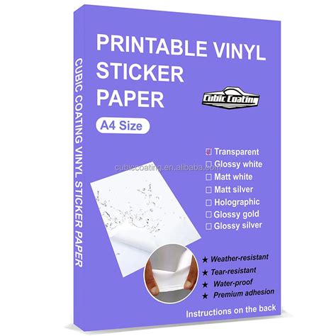 Pet Translucent Printable Vinyl A4 Size Waterproof Self Adhesive