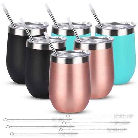 Gingprous 6 Pack 12oz Stainless Steel Tumblers Vacuum Insulated