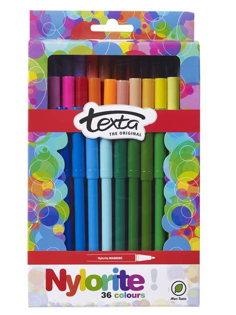 Texta Nylorite Coloring Pen Markers Assorted Colours 36 Pack