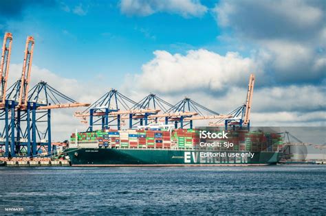 Container Ship Ever Golden Of Evergreen Lines At The Container Terminal