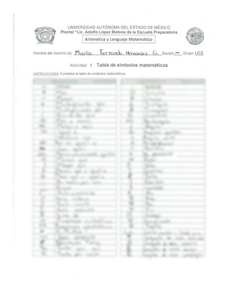 SOLUTION Tabla De Simbolos Matem Ticos Aritm Tica Semestre 1 Prepa 1