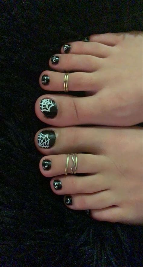 Spiderweb And Eyes Nail Fall Toe Nails Gel Toe Nails Halloween Toe