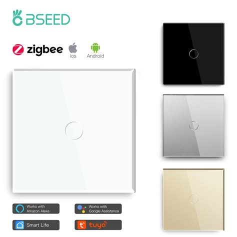 BSEED Zigbee Touch Switch Glass 1 2 3Gang Smart Light Switch Tuya