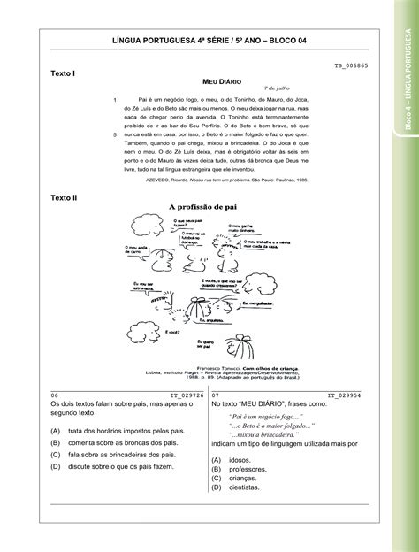 Prova Brasil 4ª série português e matemática PDF