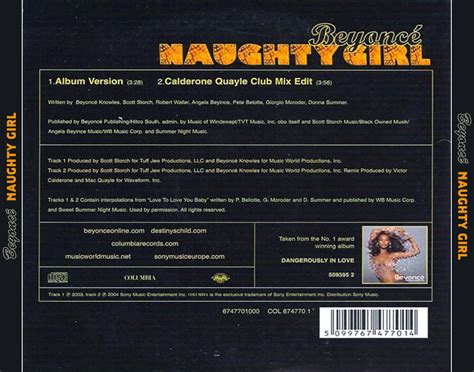 Car Tula Trasera De Beyonce Naughty Girl Cd Single Portada