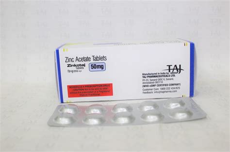 Zinc acetate Tablets 50mg Manufacturer & Supplier in India