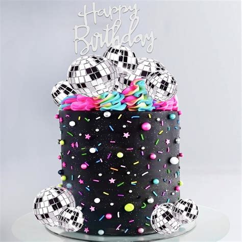 Amazon Pcs Disco Ball Cake Toppers Silver Disco Balls Cake