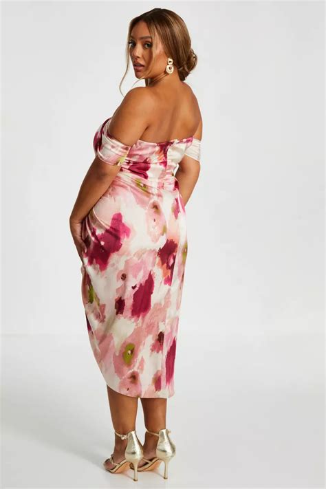 Curve Pink Marble Print Midi Dress Quiz Clothing