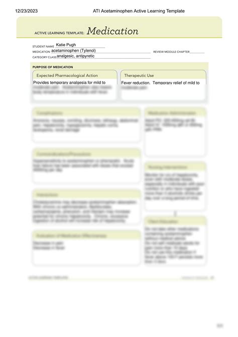 Solution Ati Acetaminophen Active Learning Template Studypool