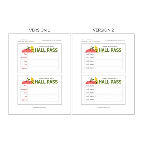 Printable Hall Pass Notepad Personalized Teacher Hall Pass Note Pad Editable Hall Pass For