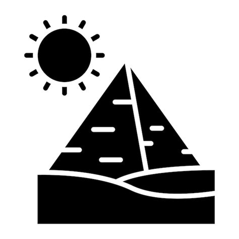 Paisaje de la pirámide glyph ilustración en negro sólido Vector Premium