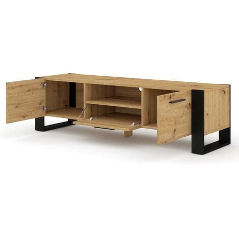 Mueble TV NUKA 160 Cm Roble Artesanal Negro