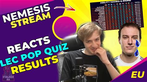 Nemesis Reacts To Vit Perkz Not Smurfing In Lec Quiz Youtube