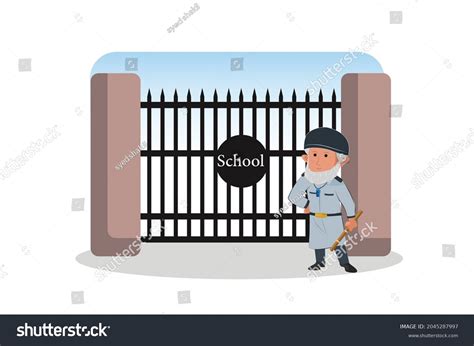 School Gatekeeper Vector Art Illustration Stock Vector Royalty Free