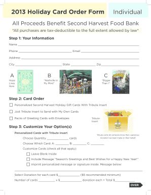 Fillable Online Secondharvestmidtn Second Harvest Holiday Card Form