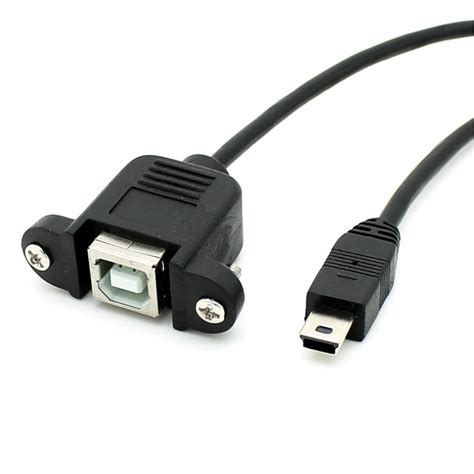 Mini Usb To Usb Type B Extension Cable With Panel Mounts Black