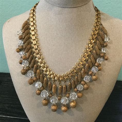 Vintage Miriam Haskell Gold Crystal Statement Necklace Frank Etsy