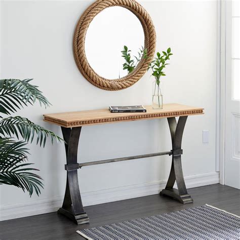 Litton Lane In Black Extra Large Rectangle Metal Console Table With