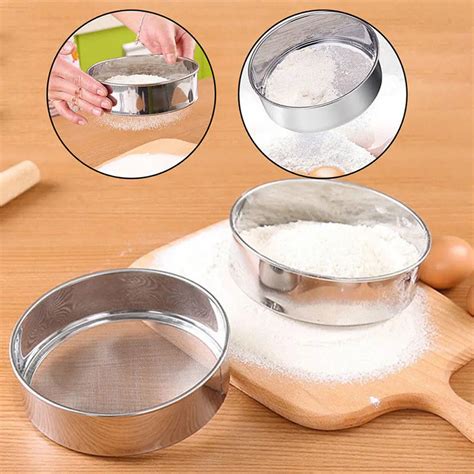 Stainless Steel Flour Sieve Colander Powdered Sugar Filter Mesh Sifting