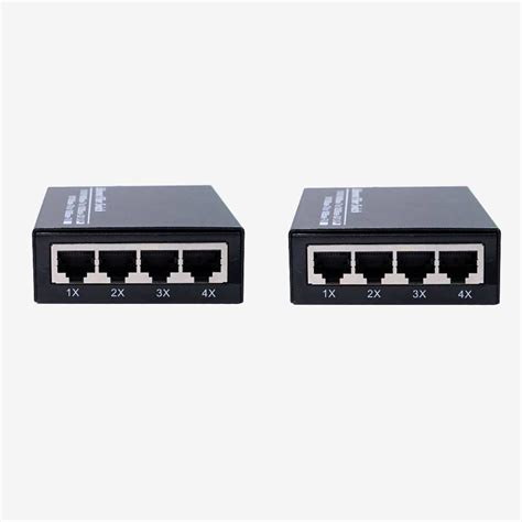 Fiber Optic to Ethernet 4 Ports Converters Set over Single LC Fiber ...