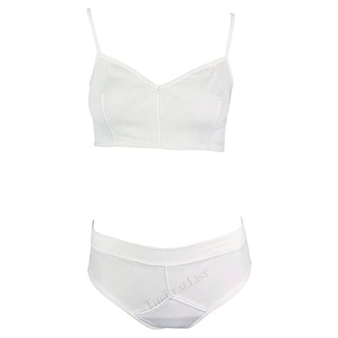 Early S Dolce And Gabbana White Ribbed Brief Beach Bikini Two Piece