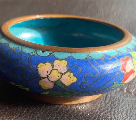 Chinese Cloisonne Brass Enamel Bowl Antique Or S Etsy