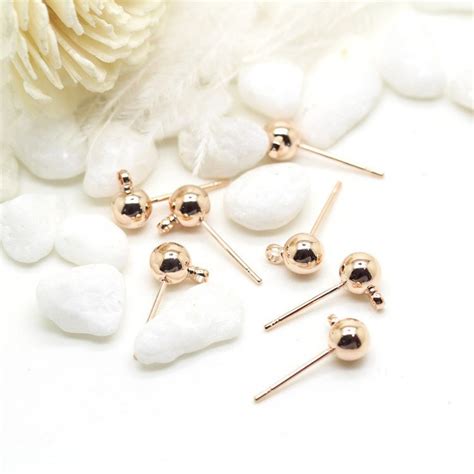 Pairs K Gf Glossy Ball Earring Studs Ear Wire Earing With Etsy