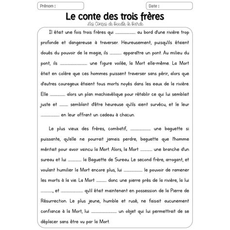 Passé simple texte à compléter