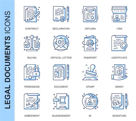 Premium Vector Thin Line Legal Documents Related Icons Set