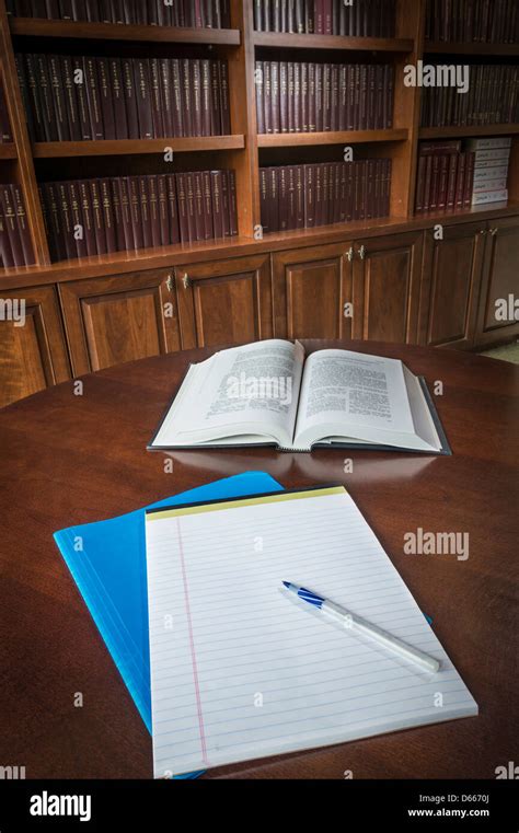 Law Library Close Up Detail Of Books On Table Stock Photo Alamy