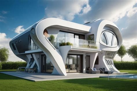 Premium Photo House Exterior In Trendy Futurism Style