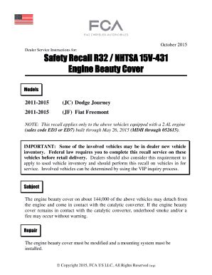 Fillable Online Safety Recall R Nhtsa V Engine Beauty Cover