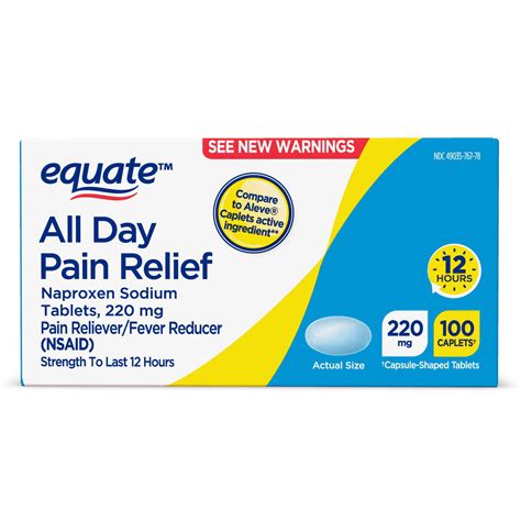 Equate Naproxen Sodium Tablets Usp 220 Mg Pain Reliever And Fever