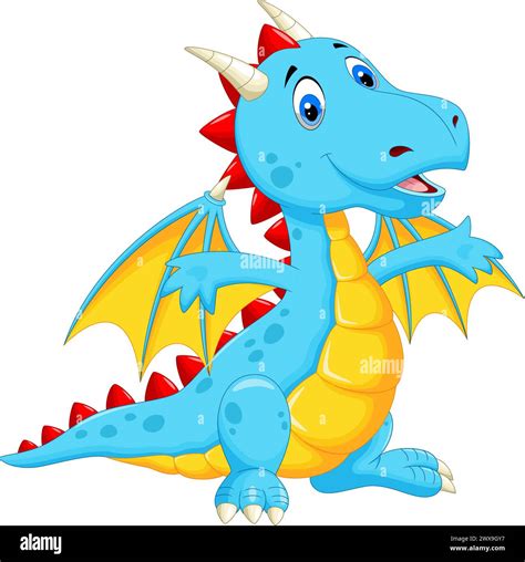 Vector Illustration Of Cute Dragon Cartoon On White Background Stock