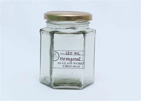 Aluminium Lug Cap Ml Hexagonal Glass Jar For Commercial At Rs