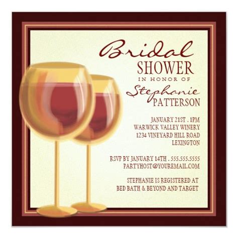 Elegant Wine Themed Bridal Shower Invitation Zazzle