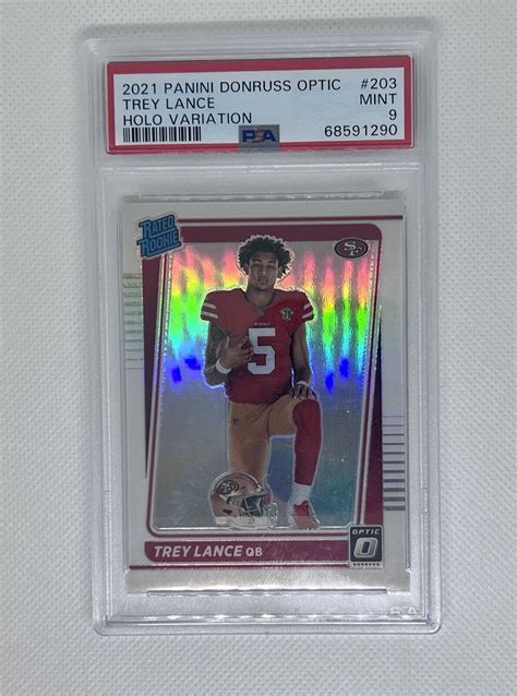 TREY LANCE 2021 PANINI DONRUSS OPTIC RATED ROOKIE HOLO VARIATION PSA 9