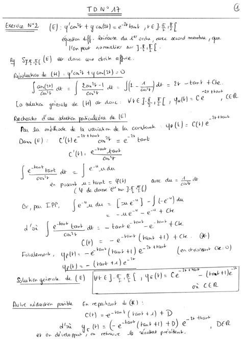 SOLUTION Exercices Sur Des Equations Differentielles Lineaires Du 1er