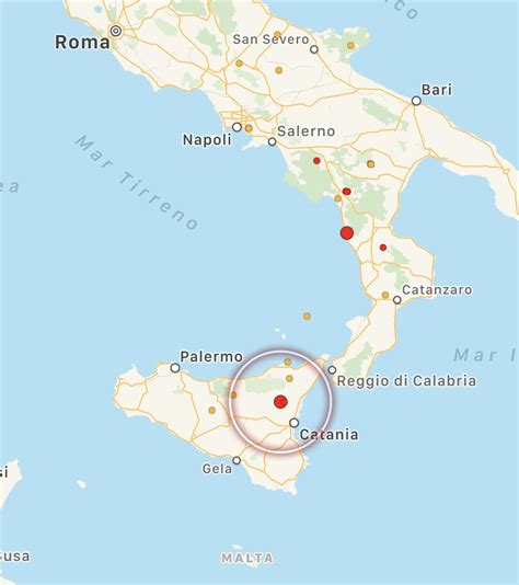 Terremoto In Sicilia Scossa Sulletna Epicentro A Bronte Mappe E Dati