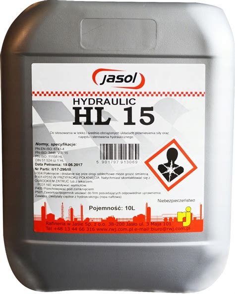 Jasol Olej Hydrauliczny Din 51 524 Cz 1 Hl Vg 15 10L Opinie I Ceny