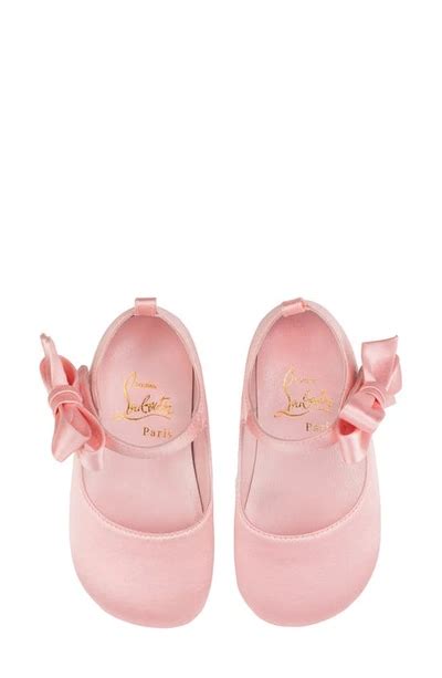 Christian Louboutin Babies Lou Bow Embellished Silk And Leather Blend