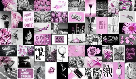 Black And White Pink Aesthetic Photo Collage Kit Fashion Dorm Etsy